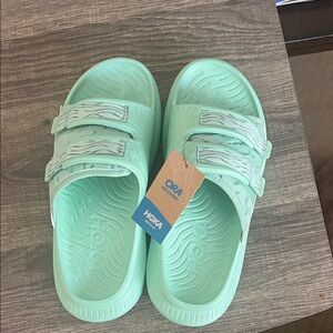 Hoka Women's Mint Green Dual-Strap Slide Sandals